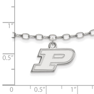 Sterling Silver Rhodium-plated LogoArt Purdue University Letter P 9-inch Anklet