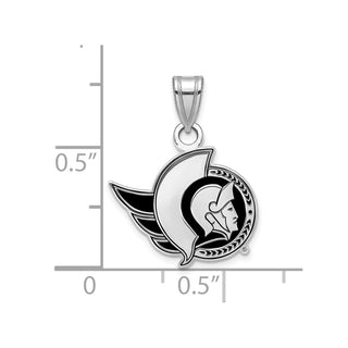 Sterling Silver Rhodium-plated NHL LogoArt Ottawa Senators Small Enameled Pendant