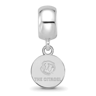 Sterling Silver Rhodium-plated LogoArt The Citadel XS Dangle Bead Charm