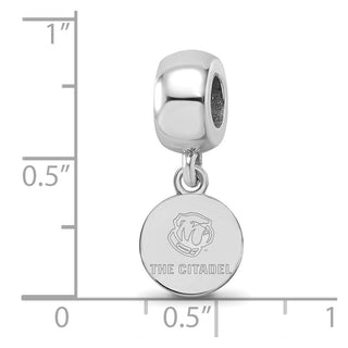 Sterling Silver Rhodium-plated LogoArt The Citadel XS Dangle Bead Charm
