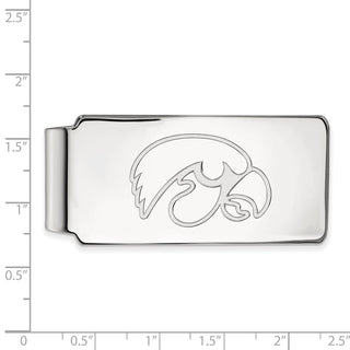 Sterling Silver Rhodium-plated LogoArt University of Iowa Hawk Money Clip