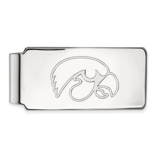 Sterling Silver Rhodium-plated LogoArt University of Iowa Hawk Money Clip