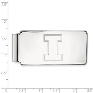 Sterling Silver Rhodium-plated LogoArt University of Illinois Letter I Money Clip