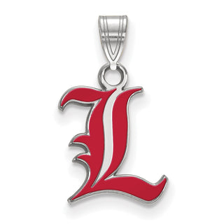 Sterling Silver Rhodium-plated LogoArt University of Louisville Letter L Small Enameled Pendant