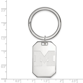Sterling Silver Rhodium-plated LogoArt University of Michigan Letter M Key Ring
