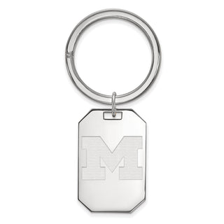 Sterling Silver Rhodium-plated LogoArt University of Michigan Letter M Key Ring