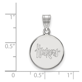14k White Gold LogoArt University of Nebraska Huskers Medium Disc Pendant