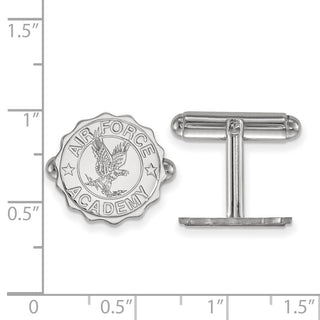 Sterling Silver Rhodium-plated LogoArt United States Air Force Academy Crest Cuff Links