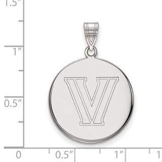14k White Gold LogoArt Villanova University Letter V Large Disc Pendant