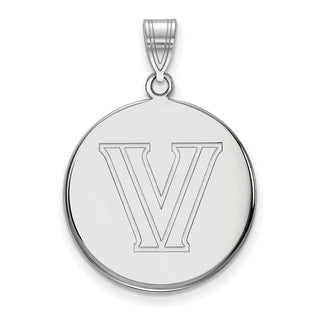 Sterling Silver Rhodium-plated LogoArt Villanova University Letter V Large Disc Pendant