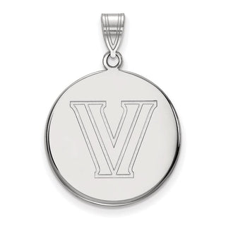 10k White Gold LogoArt Villanova University Letter V Large Disc Pendant