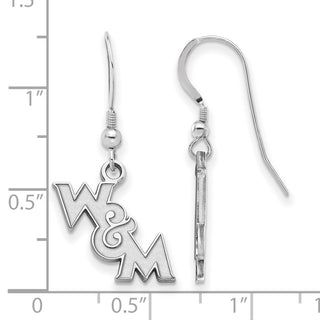 Sterling Silver Rhodium-plated LogoArt College of William and Mary Extra Small Dangle Wire Earrings