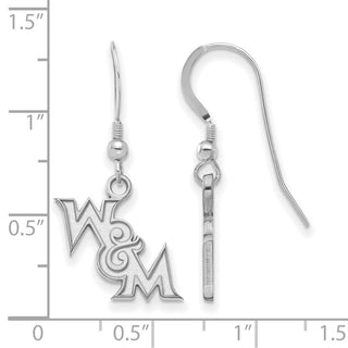 Sterling Silver Rhodium-plated LogoArt College of William and Mary Extra Small Dangle Wire Earrings