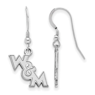 Sterling Silver Rhodium-plated LogoArt College of William and Mary Extra Small Dangle Wire Earrings