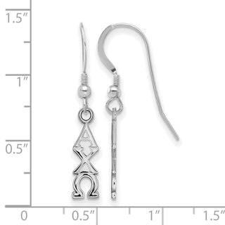 Sterling Silver Rhodium-plated LogoArt Alpha Chi Omega Sorority Greek Letters Small Dangle Wire Earrings