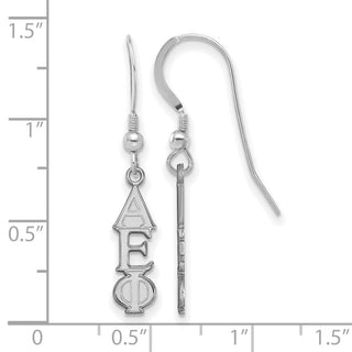 Sterling Silver Rhodium-plated LogoArt Alpha Epsilon Phi Sorority Greek Letters Small Dangle Wire Earrings