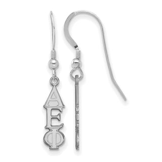 Sterling Silver Rhodium-plated LogoArt Alpha Epsilon Phi Sorority Greek Letters Small Dangle Wire Earrings