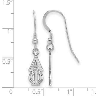 Sterling Silver Rhodium-plated LogoArt Alpha Phi Sorority Greek Letters Small Dangle Wire Earrings