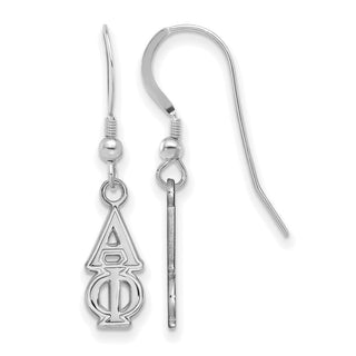 Sterling Silver Rhodium-plated LogoArt Alpha Phi Sorority Greek Letters Small Dangle Wire Earrings