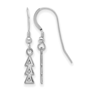 Sterling Silver Rhodium-plated LogoArt Delta Delta Delta Sorority Greek Letters Small Dangle Wire Earrings