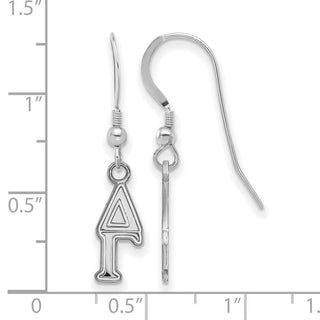 Sterling Silver Rhodium-plated LogoArt Delta Gamma Extra Sorority Greek Letters Small Dangle Wire Earrings