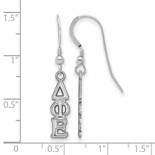 Sterling Silver Rhodium-plated LogoArt Delta Phi Epsilon Extra Sorority Greek Letters Small Dangle Wire Earrings