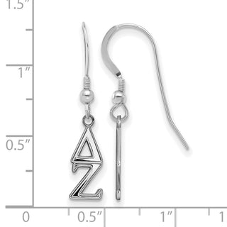 Sterling Silver Rhodium-plated LogoArt Delta Zeta Extra Sorority Greek Letters Small Dangle Wire Earrings