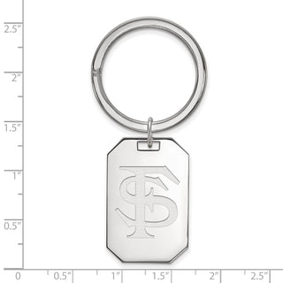 Sterling Silver Rhodium-plated LogoArt Florida State University F-S Key Ring