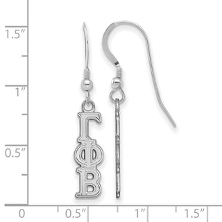 Sterling Silver Rhodium-plated LogoArt Gamma Phi Beta Extra Sorority Greek Letters Small Dangle Wire Earrings