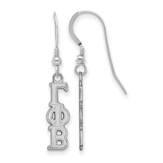 Sterling Silver Rhodium-plated LogoArt Gamma Phi Beta Extra Sorority Greek Letters Small Dangle Wire Earrings