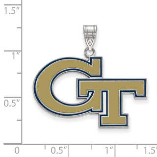 Sterling Silver Rhodium-plated LogoArt Georgia Institute of Technology G-T Large Enameled Pendant