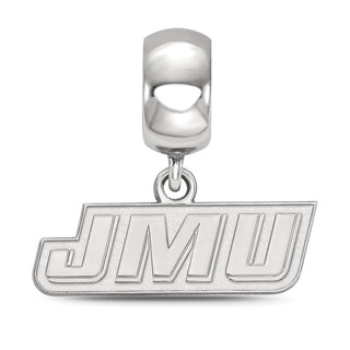 Sterling Silver Rhodium-plated LogoArt James Madison University J-M-U Extra Small Dangle Bead Charm