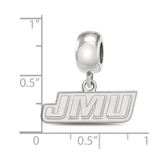 Sterling Silver Rhodium-plated LogoArt James Madison University J-M-U Extra Small Dangle Bead Charm
