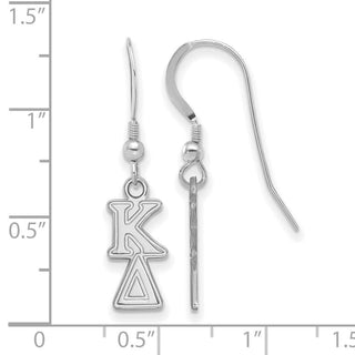 Sterling Silver Rhodium-plated LogoArt Kappa Delta Extra Sorority Greek Letters Small Dangle Wire Earrings