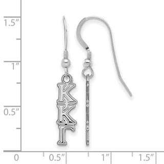 Sterling Silver Rhodium-plated LogoArt Kappa Kappa Gamma Extra Sorority Greek Letters Small Dangle Wire Earrings