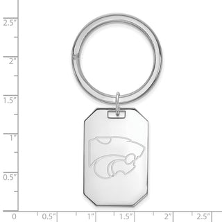 Sterling Silver Rhodium-plated LogoArt Kansas State University Wildcat Key Ring