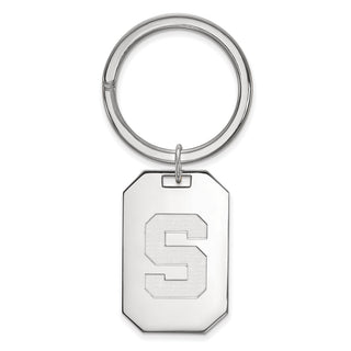 Sterling Silver Rhodium-plated LogoArt Michigan State University Letter S Key Ring