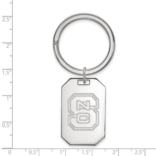 Sterling Silver Rhodium-plated LogoArt North Carolina State University N-C-S Key Ring