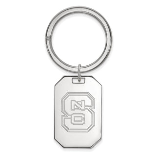 Sterling Silver Rhodium-plated LogoArt North Carolina State University N-C-S Key Ring