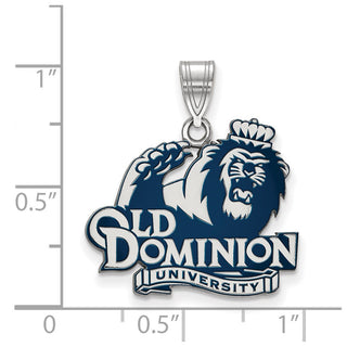Sterling Silver Rhodium-plated LogoArt Old Dominion University Large Enameled Pendant