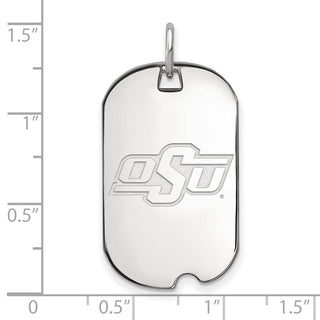 14k White Gold LogoArt Oklahoma State University O-S-U Small Dog Tag Pendant
