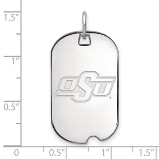 Sterling Silver Rhodium-plated LogoArt Oklahoma State University O-S-U Small Dog Tag Pendant
