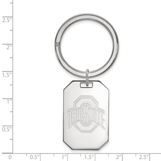 Sterling Silver Rhodium-plated LogoArt The Ohio State University Key Ring