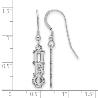 Sterling Silver Rhodium-plated LogoArt Pi Beta Phi Extra Sorority Greek Letters Small Dangle Wire Earrings