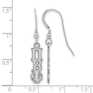 Sterling Silver Rhodium-plated LogoArt Pi Beta Phi Extra Sorority Greek Letters Small Dangle Wire Earrings