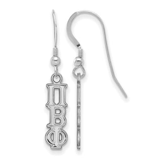Sterling Silver Rhodium-plated LogoArt Pi Beta Phi Extra Sorority Greek Letters Small Dangle Wire Earrings