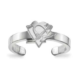 Sterling Silver Rhodium-plated NHL LogoArt Pittsburgh Penguins Toe Ring