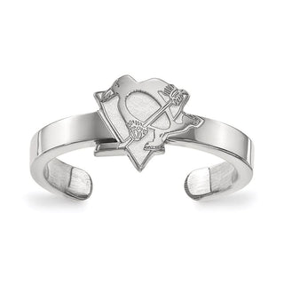 Sterling Silver Rhodium-plated NHL LogoArt Pittsburgh Penguins Toe Ring