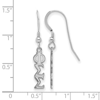 Sterling Silver Rhodium-plated LogoArt Phi Sigma Sigma Sorority Greek Letters Small Dangle Wire Earrings