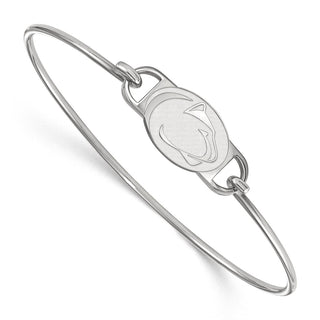Sterling Silver Rhodium-plated LogoArt Penn State University Lion Small Center 7 inch Wire Bangle Bracelet